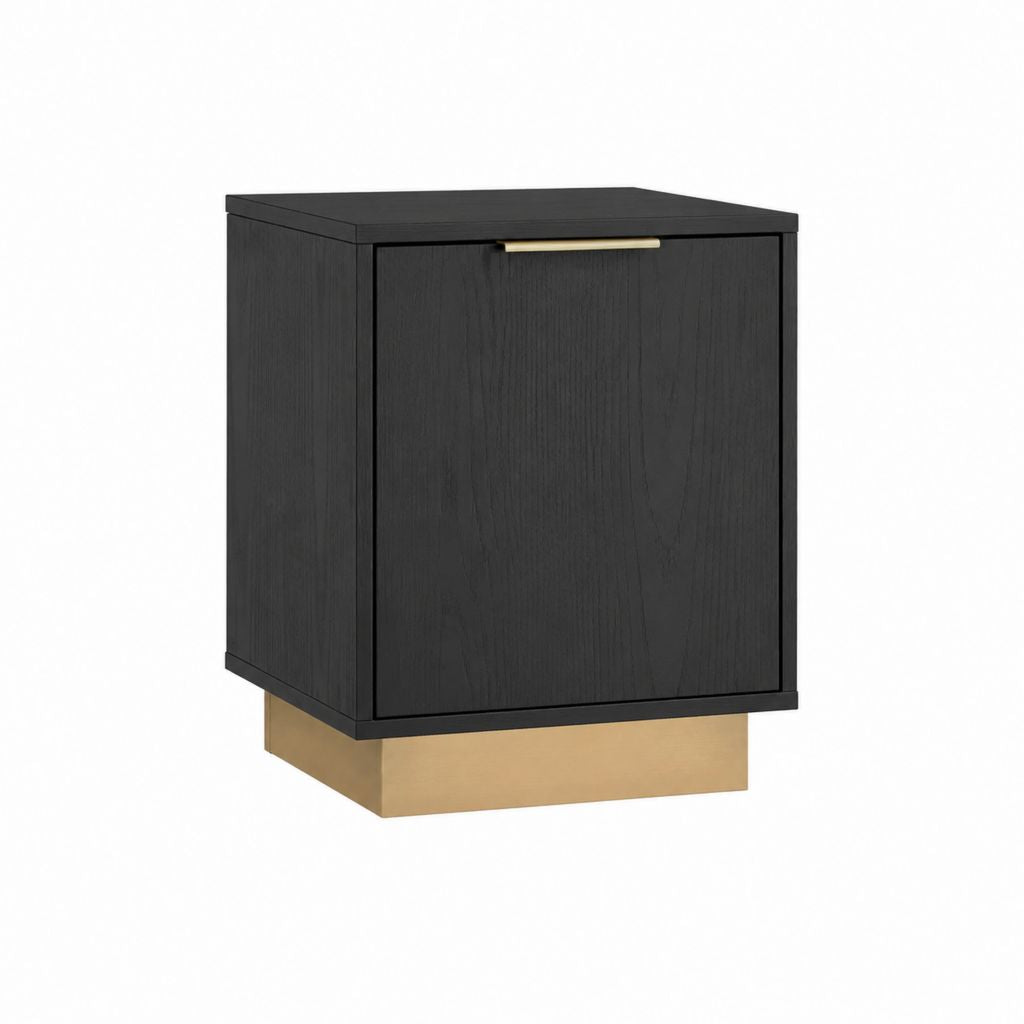 Nachttisch mit Tür Schwarz MDF und Stahl 45 x 40 x 60 cm
