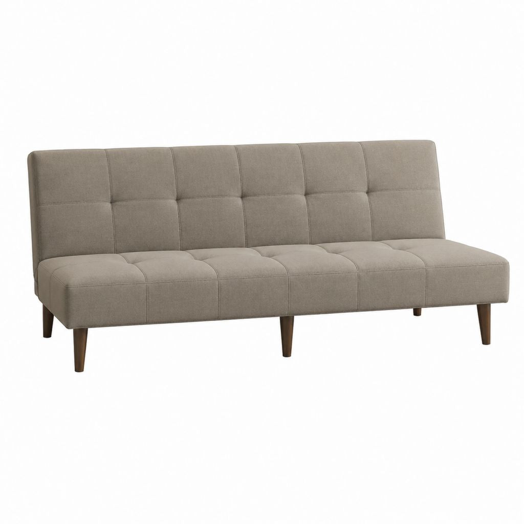 3-Sitzer Schlafsofa Taupe aus Polyester Mikrofaser mit Holzbeinen 180 x 83 x 81 cm