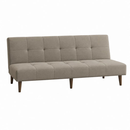 3-Sitzer Schlafsofa Taupe aus Polyester Mikrofaser mit Holzbeinen 180 x 83 x 81 cm