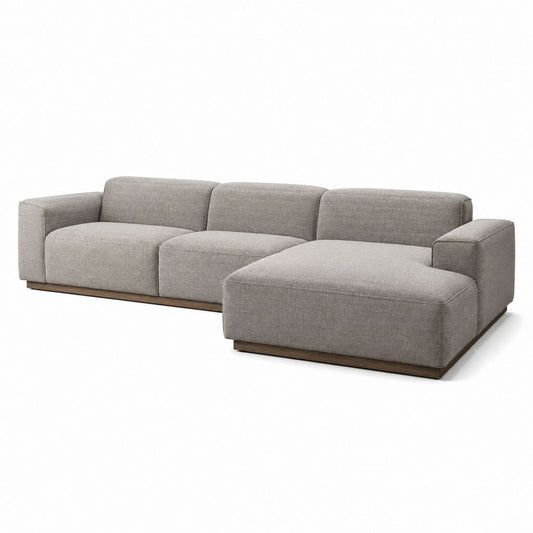 Ecksofa mit Recamiere rechts Grau Polyester 300 x 170 x 78 cm