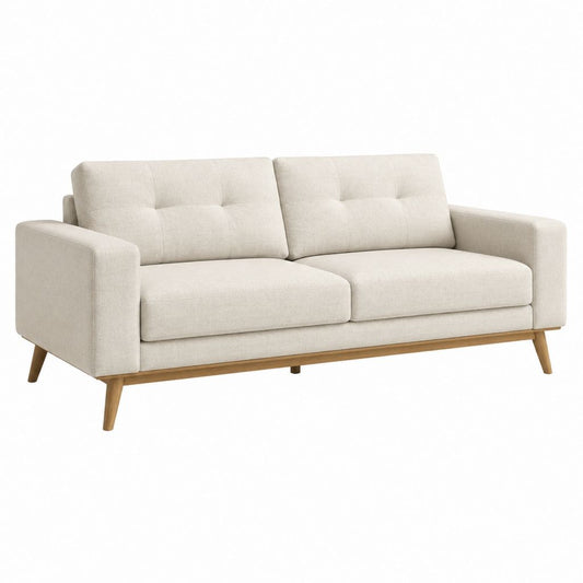 2-Sitzer Sofa Beige mit Polyesterbezug und Massivholzbeinen 180 x 85 x 84 cm